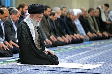 A mourning ceremony, marking the day Imam Ali (pbuh) was struck by a sword to his head, with Ayatollah Khamenei in attendance