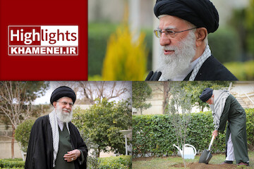 Highlights of Imam Khamenei planting tree saplings on the occasion of Iran’s National Tree Planting Day, March 5, 2024
