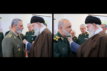 Leader awarded Fath Medal to chief commanders of the Army & IRGC